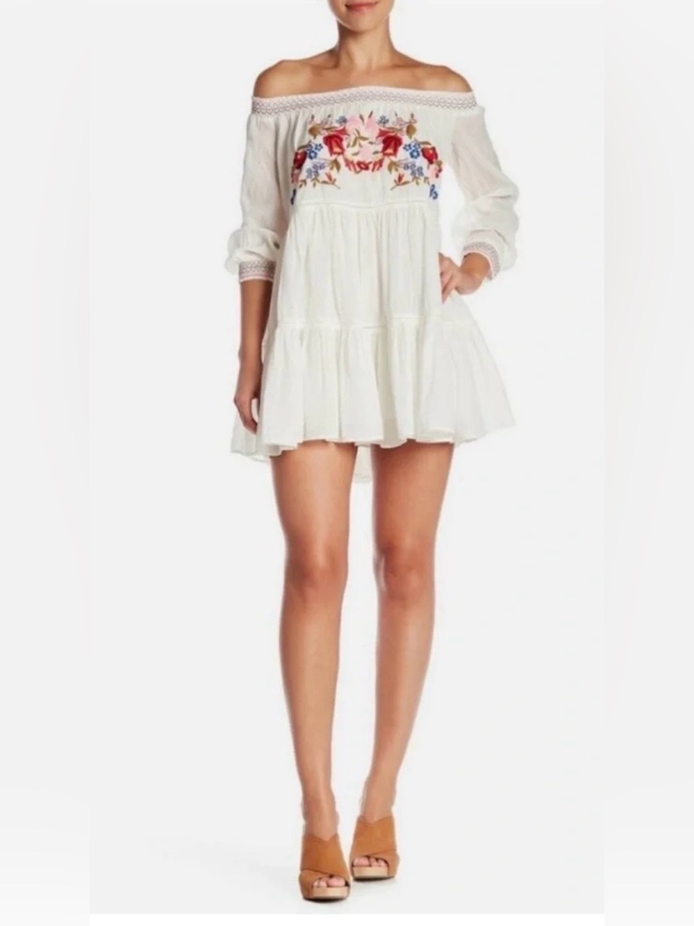 Free People | Sunbeams Off The Shoulder Embroidered Mini Dress